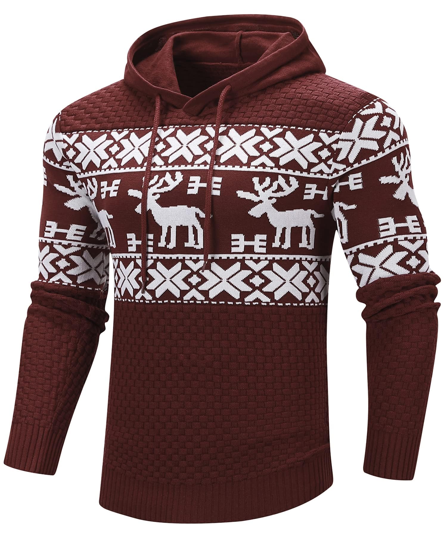 Zaitun Mens Hooded Sweatshirt Long Sleeve Knitted Pullover Sweater