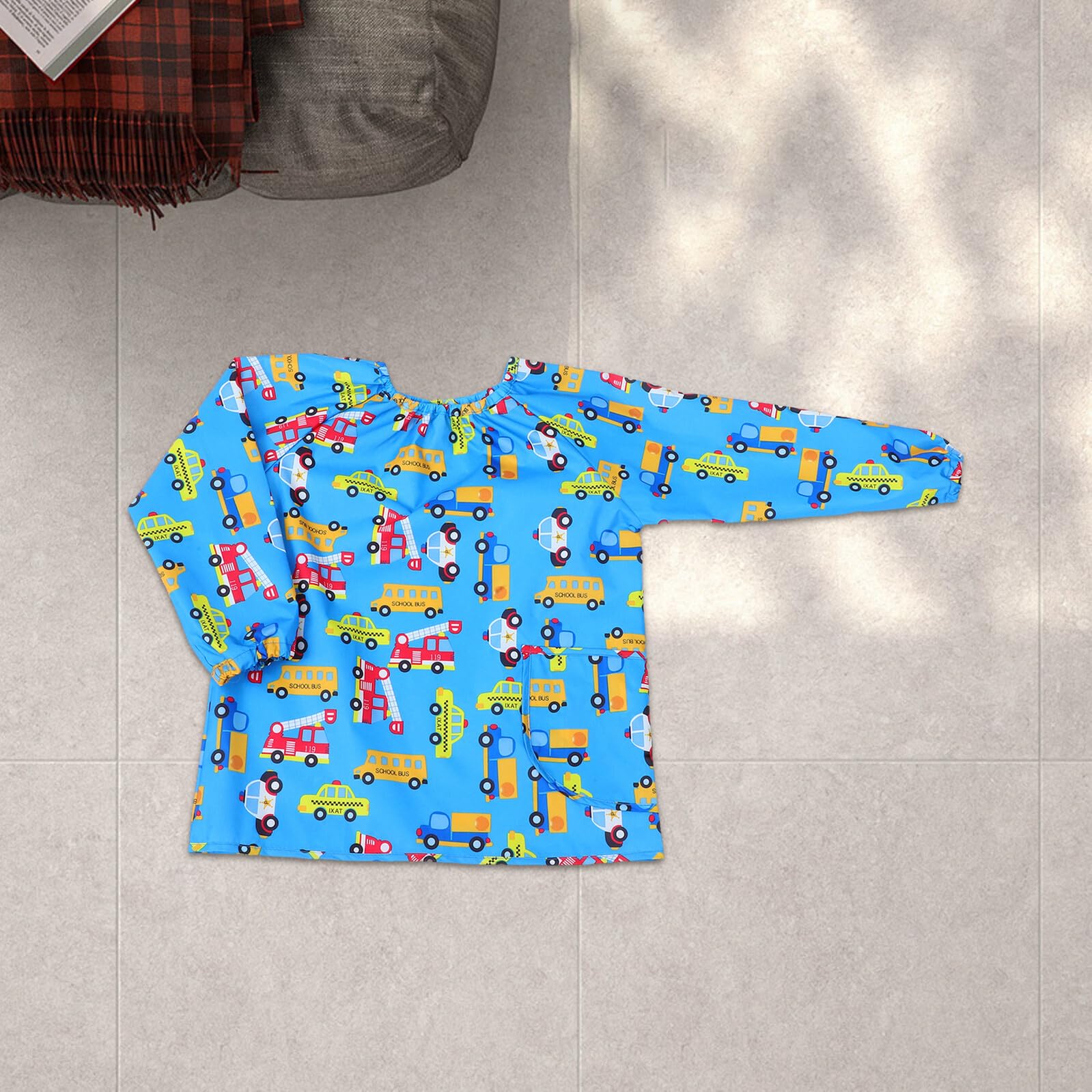 KESYOO Tablier de peinture pour blouse d'art bleu manches longues taille S Polyester résistant aux taches Vêtements de protection réutilisable pour dessin et travaux manuels