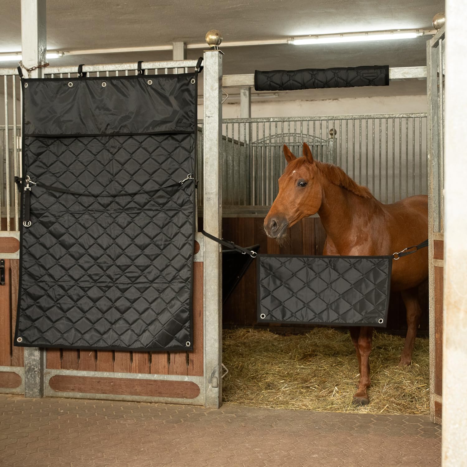 SUNRIDE Cortina de box / Cortina de establo para caballos - protege en el establo y en competiciones - también adecuada para caballos estresados y agresivos con la comida.