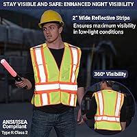 Vista 3 de Dasher Products Chaleco de seguridad de alta visibilidad, ANSI Clase 2 con 5 bolsillos, Hi Vis, paquete de 3, Amarillo