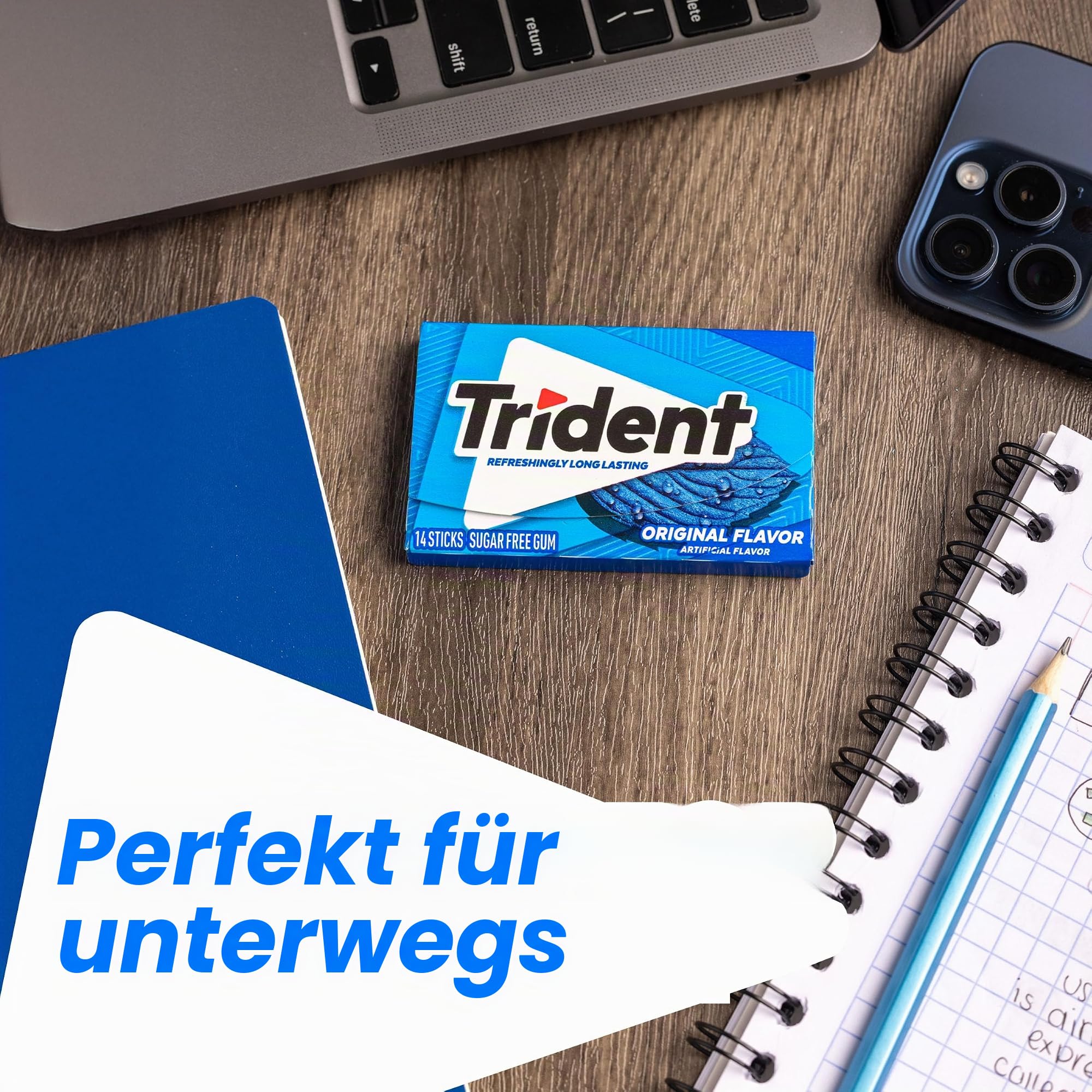 Trident Original Flavor Kaugummi zuckerfrei, 24 Packungen á 14 Stück (336 Stück insgesamt)