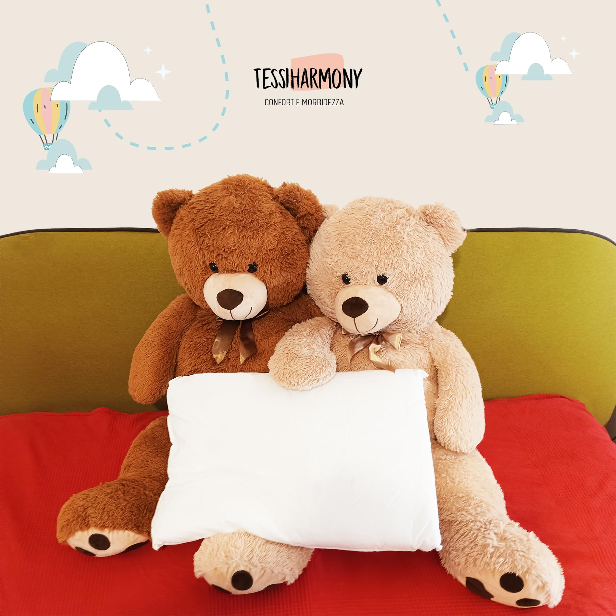 tessiharmony - Cuscino Lettino Bambino 60x40 cm 100% Cotone Guanciale Letto Culla Antiacaro Anallergico Traspirante Morbido 1 2 3 4 Anni Alto 4 cm Made in Italy