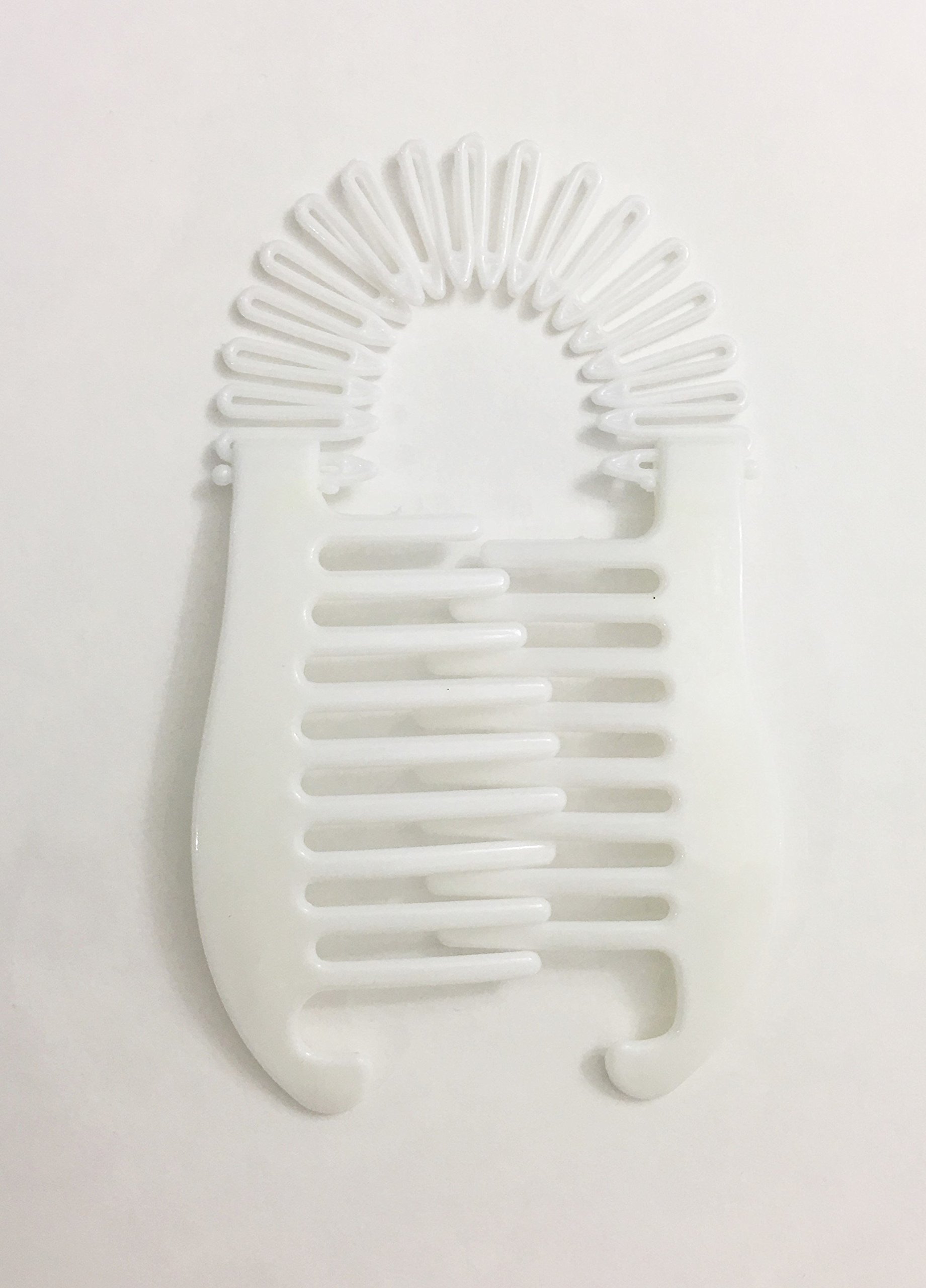 Interlocking Banana Combs Hair Clip French Side Comb Holder 80's 90's Soft and Bendable Plastic Updo Hair Clip (White)