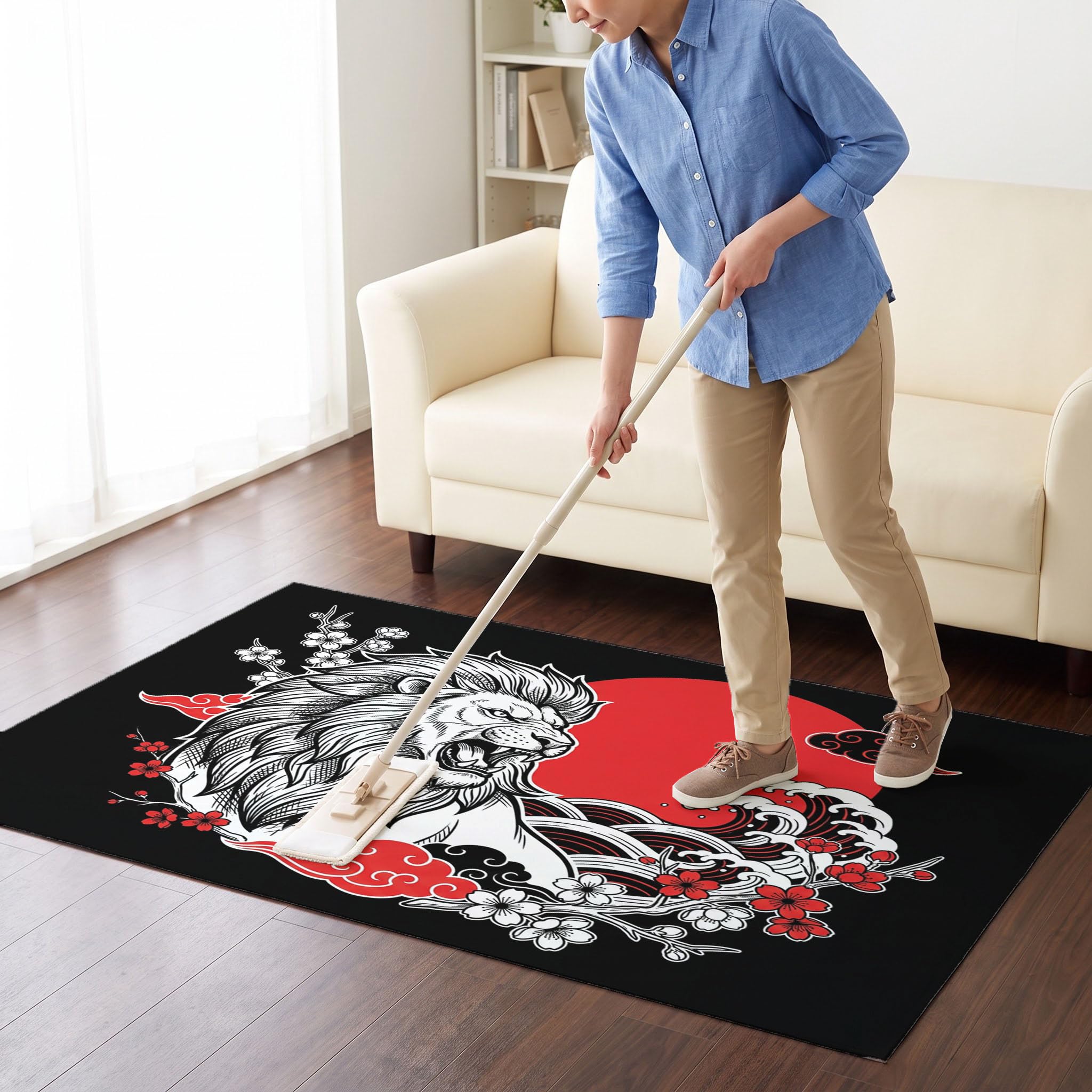 Noir Et Rouge Ukiyo-Epaillasson Durable Antidérapant Retient L’Eau Et Les Saletés Facile À Nettoyerpaillasson Interieur80 X 120 Cm Tapis D'Entrée Antidérapant