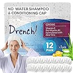 Drench! No Water Hair Washing Cap - Waterless Shower Caps with Shampoo and Conditioner - Disposable Rinse Free Wash Aids - Ideal for Elderly and Disabled - Pack of 12