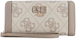 Guess Dark Taupe Printed Zipper Karnilla Logo Large Zip Around Wallet Price In India