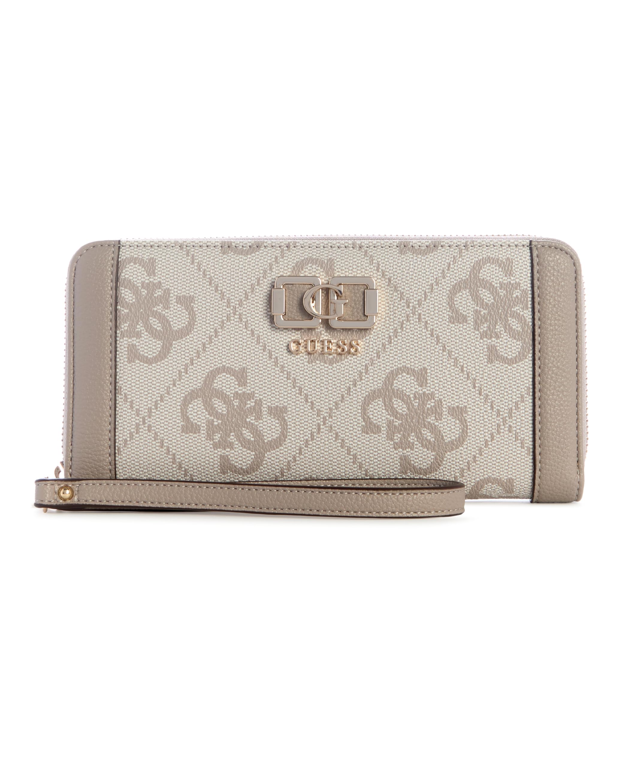 GUESS portafoglio Karnilla Logo Large Zip Around Wallet Dark Taupe Logo grigio talpa