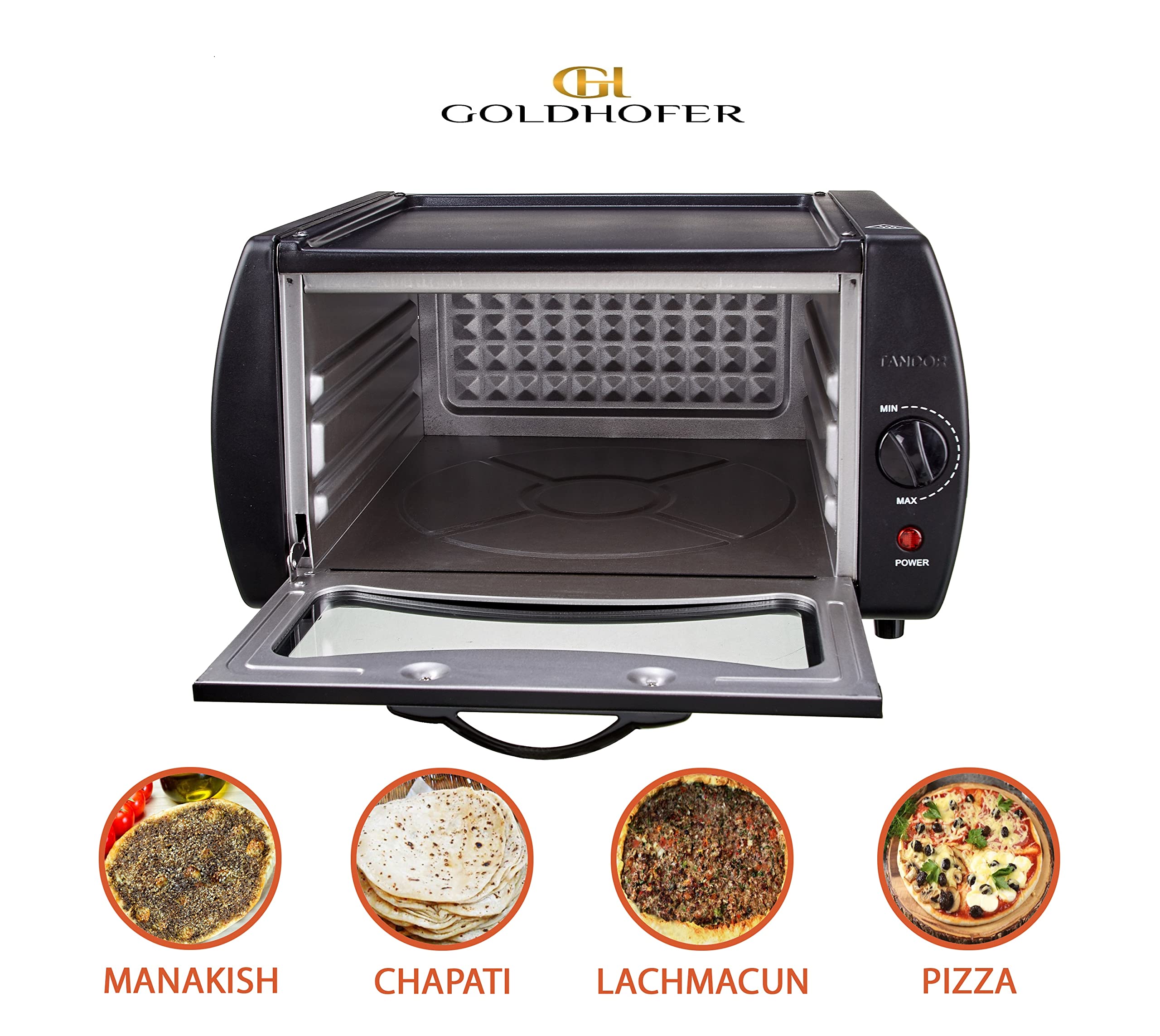 Tandoor - Horno para pizza, Chapati Roti Lahmacun Manakish Naan Pan Maker Eléctrico Tandoori Cocina 2100 W