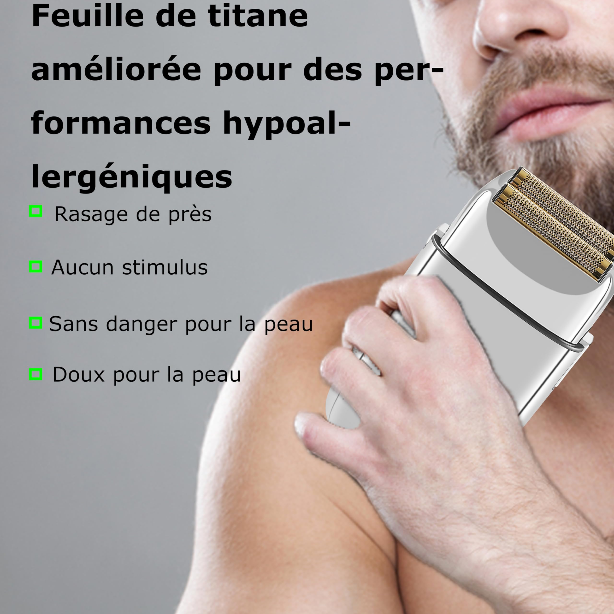 KEMEI TX1S Rasoir électrique sans fil en métal double feuille pour homme | Rechargeable de type C pour le rasage humide et sec
