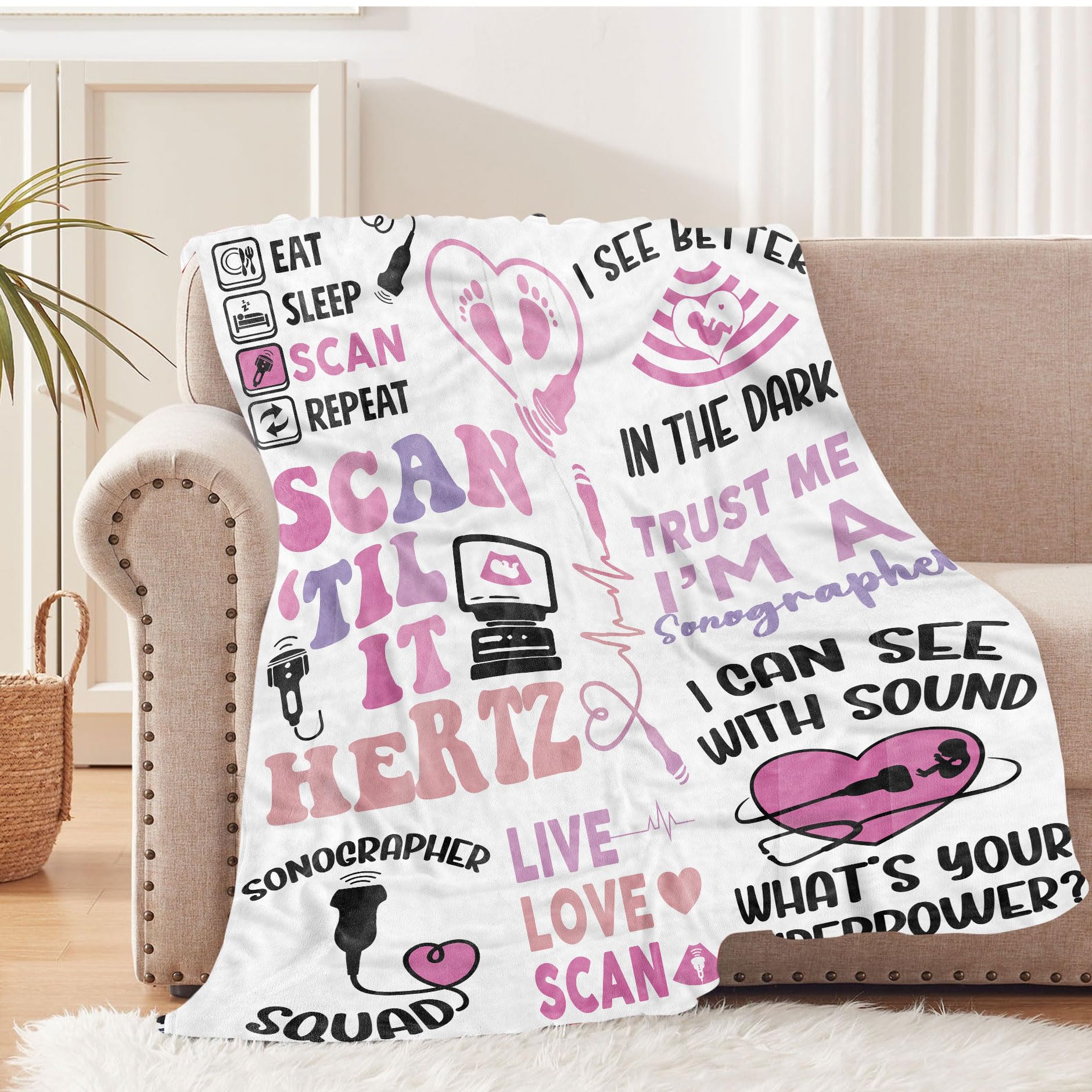 Sonographer Gifts Blanket, Ultrasound Tech Student Gifts, Sonographer Soft Throw Blanket 60"X50"