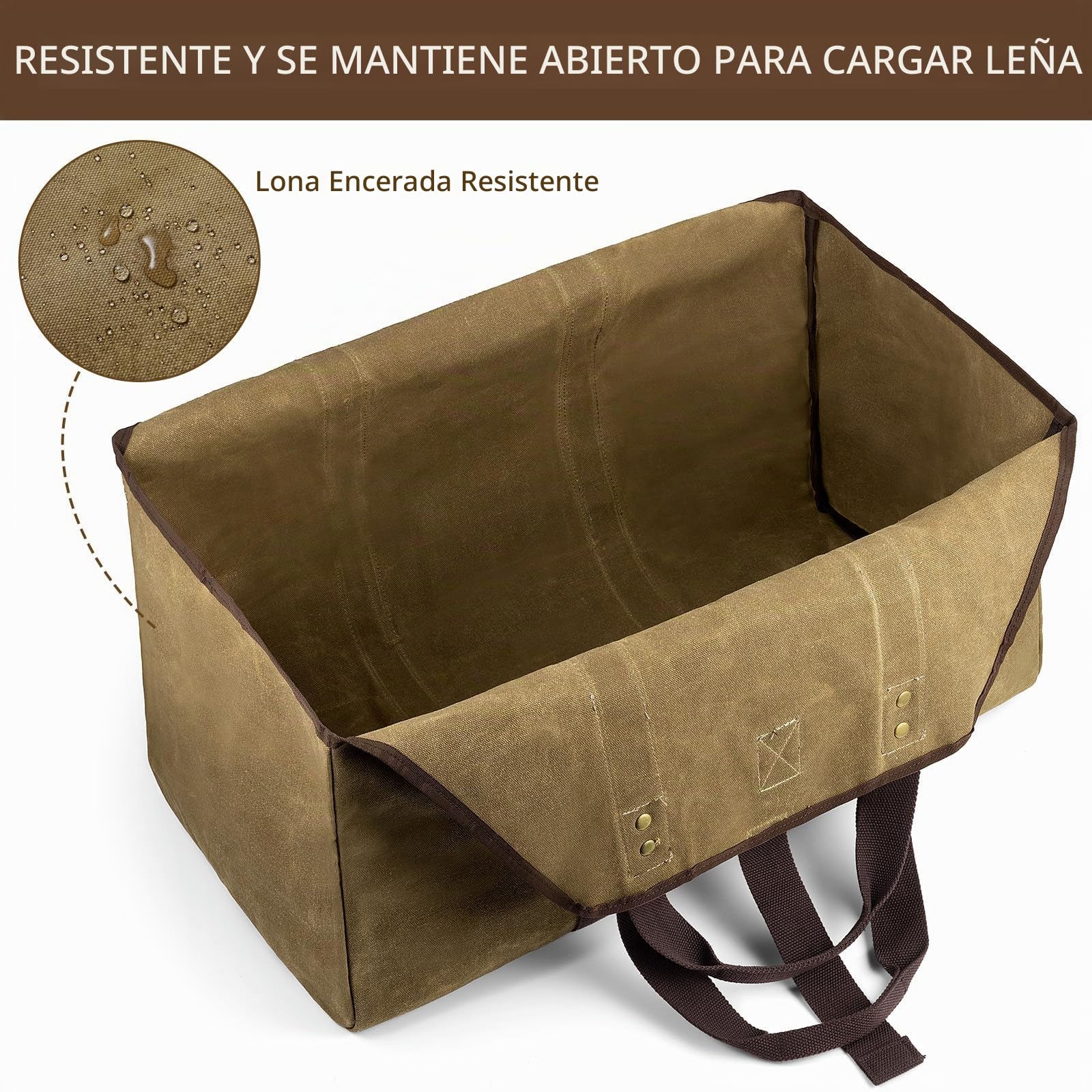 BONTHEE Cesta para leña Extragrande de Lona con 2 Asas