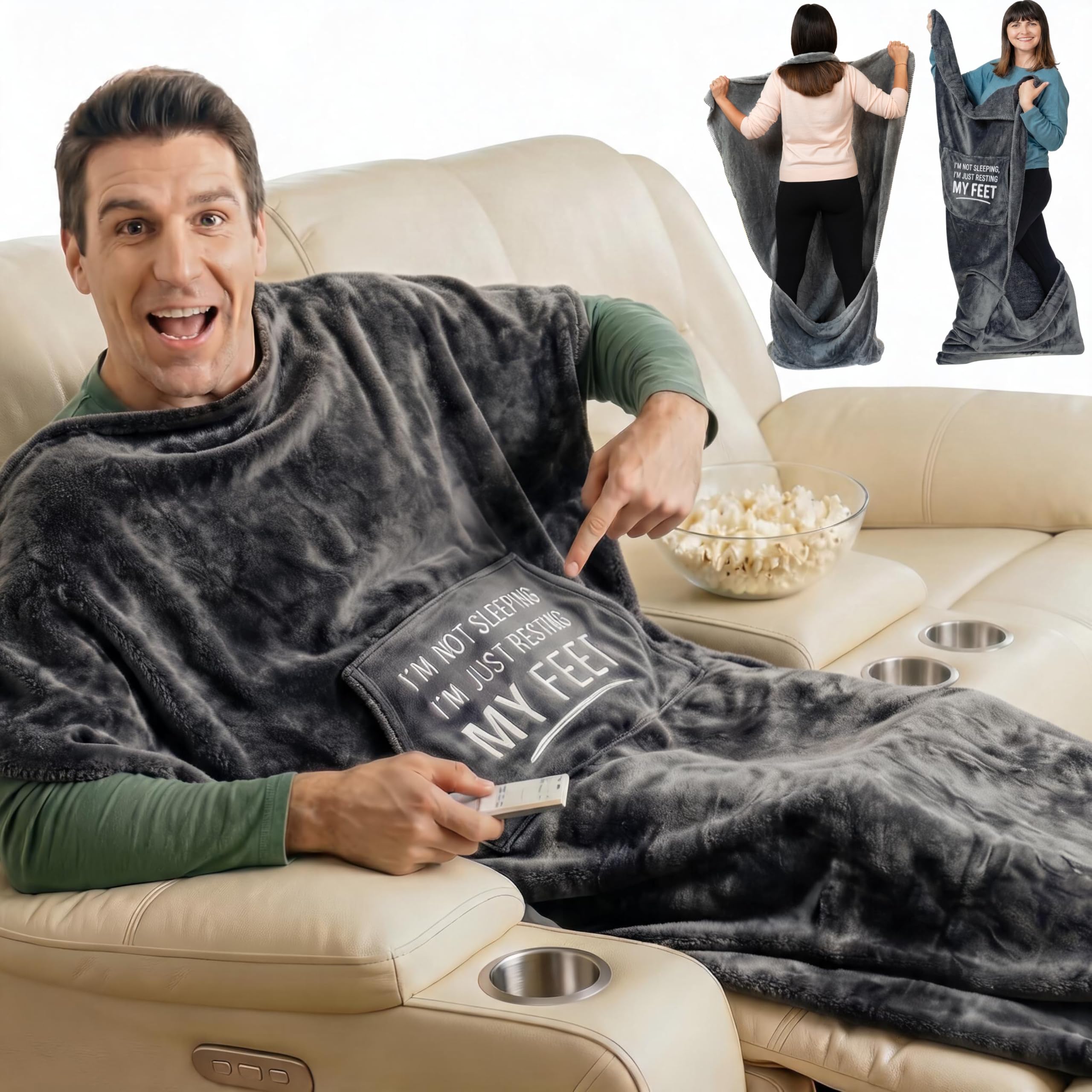 EzrAllora Original Patented Foot Pocket Blanket (Fun Quote, Standard) — image 1