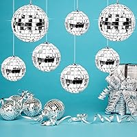 Vista 6 de 24 piezas de bola de discoteca de espejo para colgar, decoración de bola de discoteca de cristal, decoraciones de fiesta de discoteca plateada