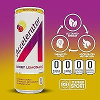 Vista 4 de Bebida energética Accelerator, limonada de bayas 12 onzas (paquete de 12), cero azúcar, energía sostenida de cafeína 100% natural