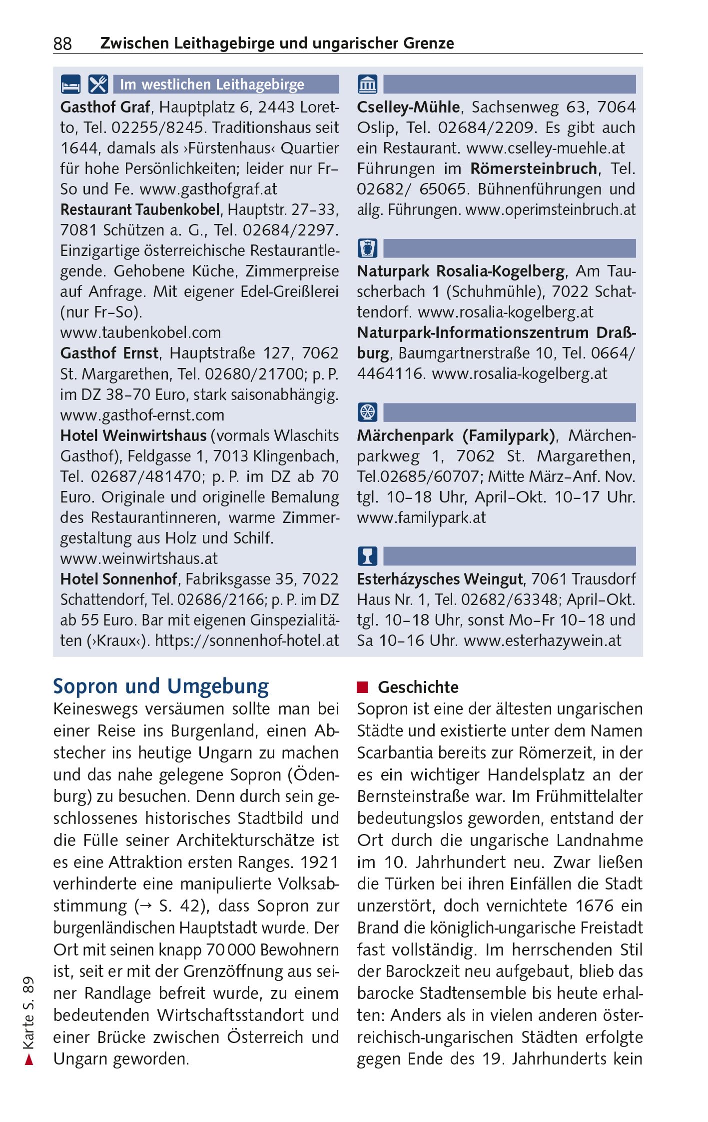 TRESCHER Reiseführer Burgenland: Neusiedler See, Eisenstadt, Lafnitz- und Pinkatal, Leithagebirge, Landseer Berge. Mit Ausflügen nach Sopron, K¿szeg und Szombáthely