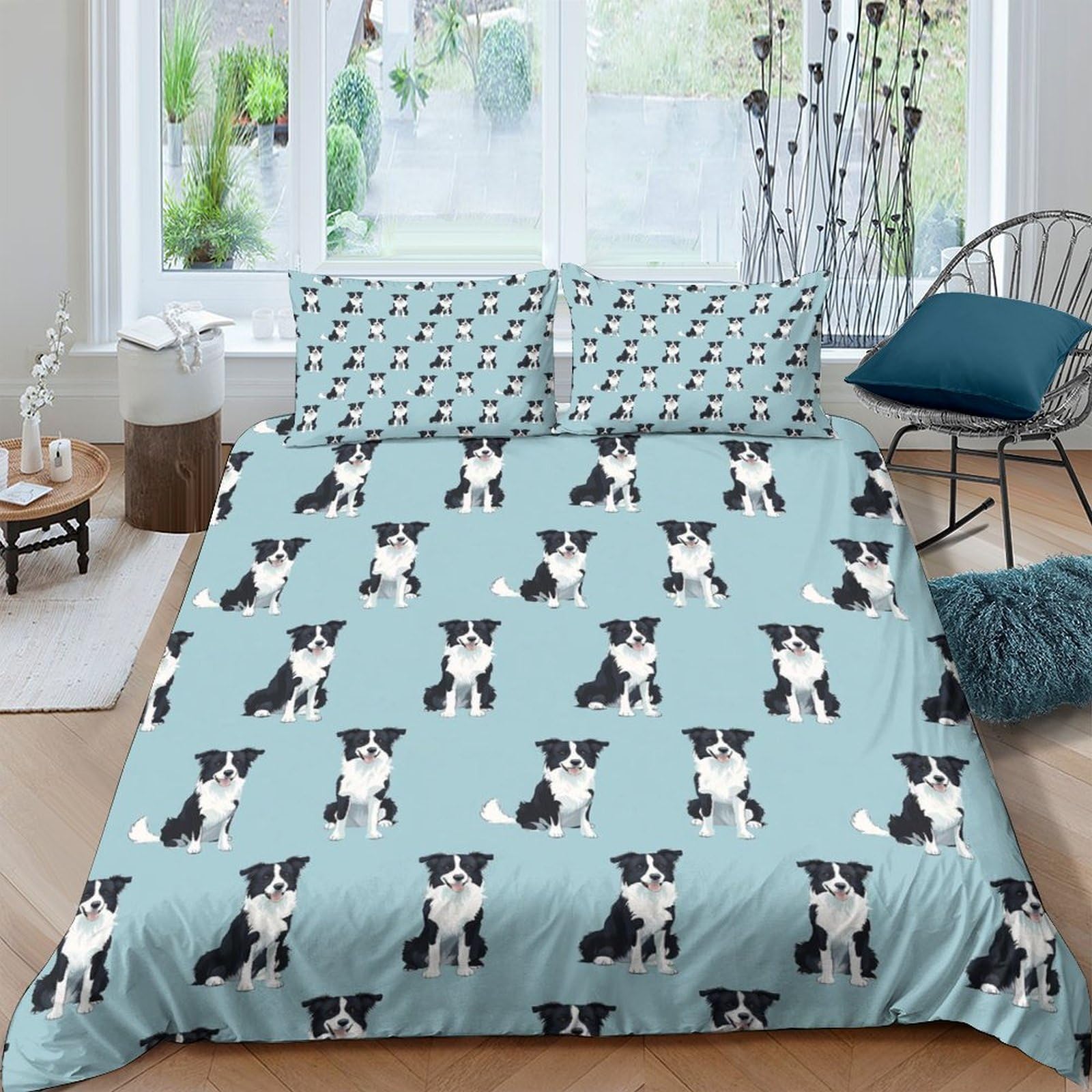 Ctjqhvkz Style-10 3D Printed Blue Cartoon French Bulldog Fitted Sheet Microfiber Soft Mattress Cover For Bedroom Guest Room Decor Single（135X200cm）