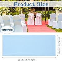 Vista 3 de Lounsweer 100 bandas de elastano para silla, lazos sin hebilla, color azul claro, bandas elásticas para silla de baby shower, bandas elásticas