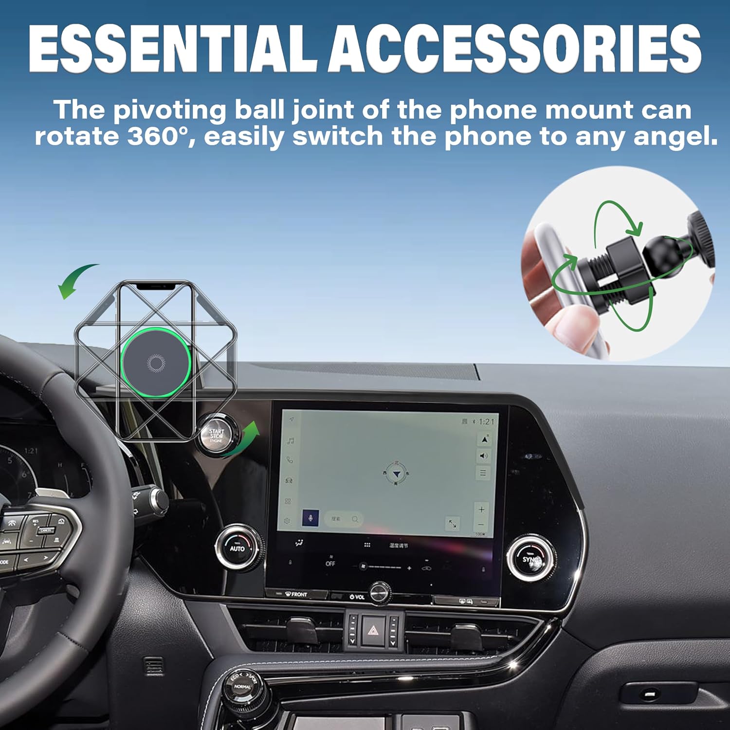 Car Phone Holder for 2022-2025 Lexus NX Accessories Apply to 9.8 Inch Touch Screen15W Fast Wireless Charger Screen Fixed Clip Cell Phone Mount
