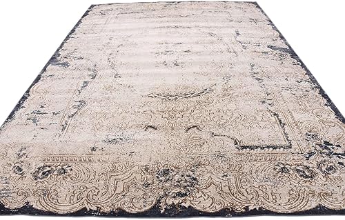 Miniatura 7 de Unique Loom Chateau Collection - Alfombra rústica, vintage, medallón, texturizada, envejecida, tradicional, 8 x 10 pies, beigeazul marino