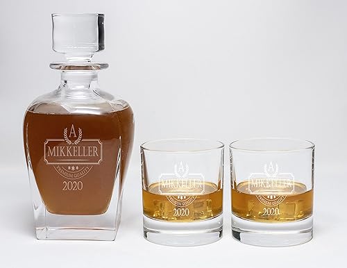 Miniatura 2 de Lenox Tuscany Classics - Juego de decantador de whisky personalizado, decantador de cristal grabado personalizado y vasos con grabado de corona