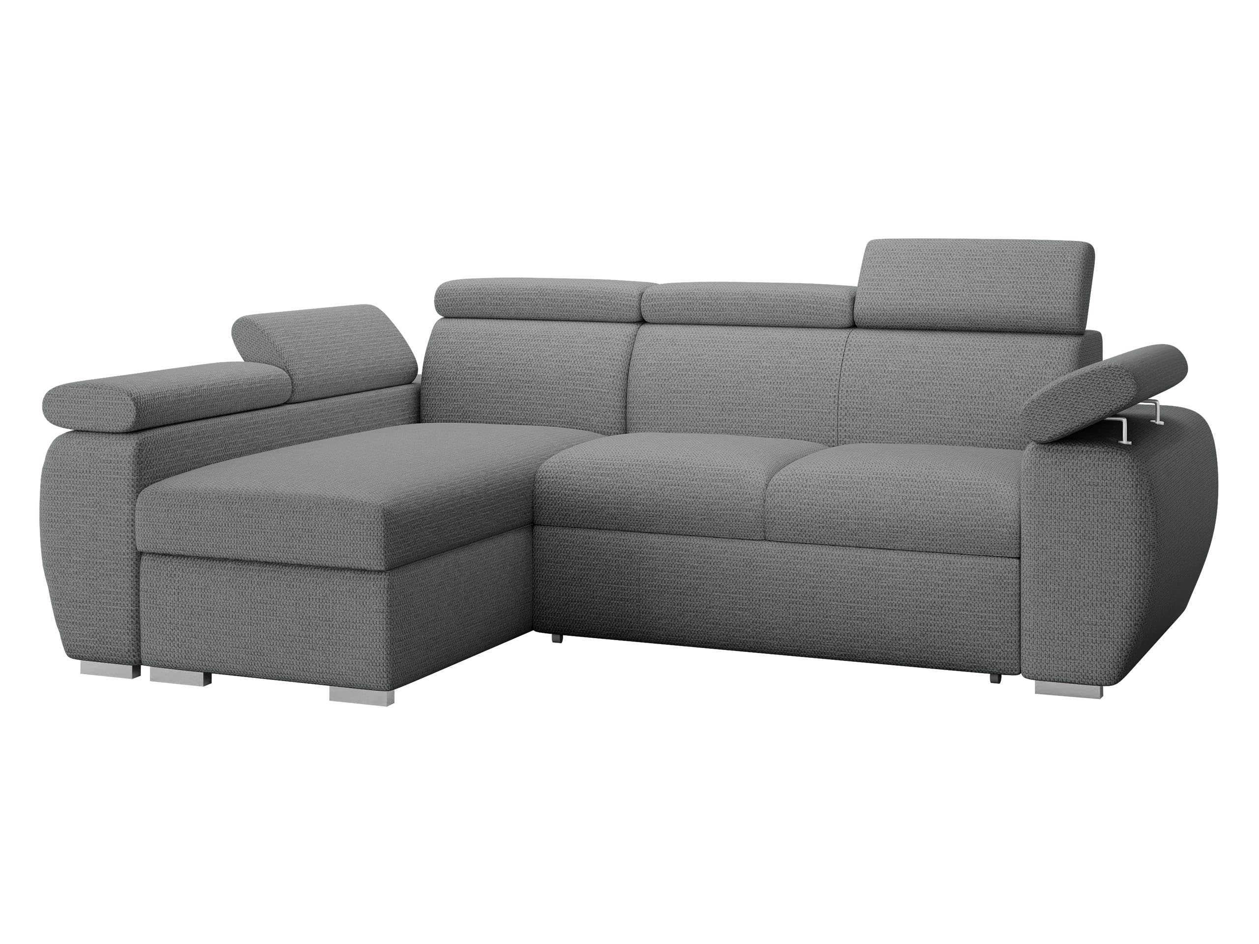 Mirjan24 Ecksofa Boston Mini, Eckcouch mit Schlaffunktion und Bettkasten, Polsterecke mit Einstellbare Kopfstützen, L-Sofa, Polstergarnitur, Wohnlandschaft (Aragon 93, Seite: Links, LC+2r)
