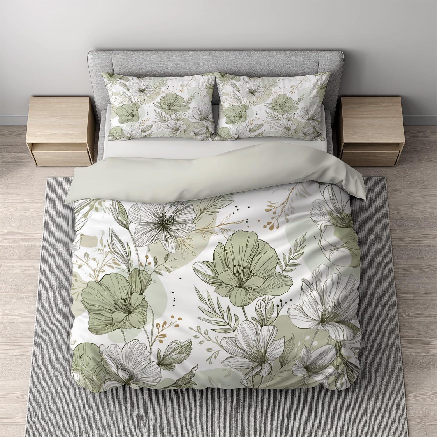 Housse de Couette Blanc 240x260 cm floral pour une chambre moderne et zen