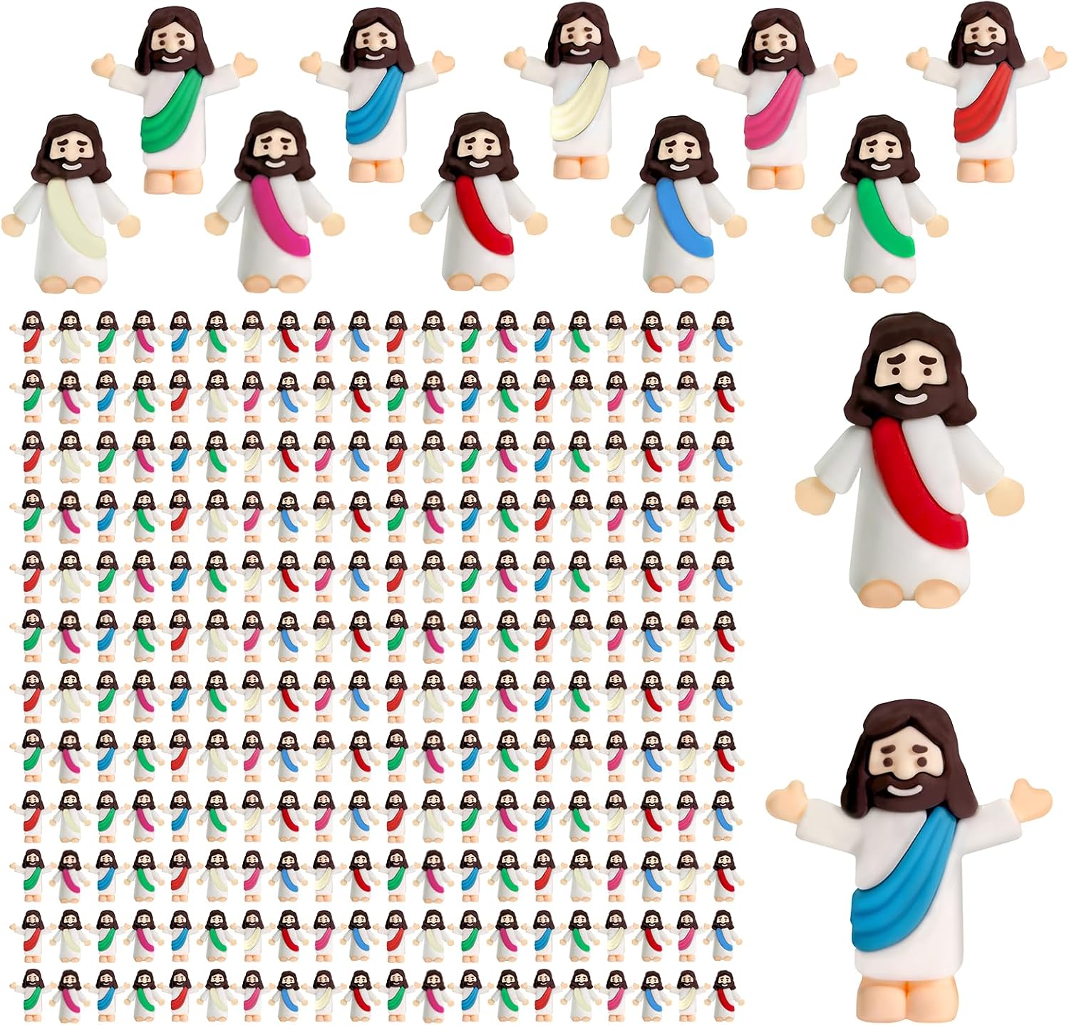 300Pcs Little Jesus Figures - Small Jesus Figurines in Bulk, Mini Rubber Jesus Figures, Miniature Figurines to Hide&Seek Religious Tiny Gifts for Easter Egg Stuffers Christmas Party Favor