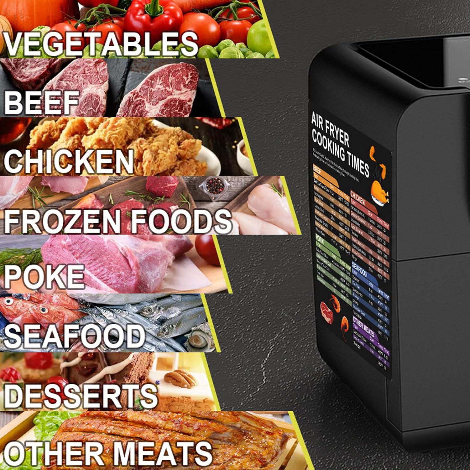 20x16cm Fryer Accessories Cook Times Fryer Magnetic Cheat Sheet Temperature Reference for Household Kitchen