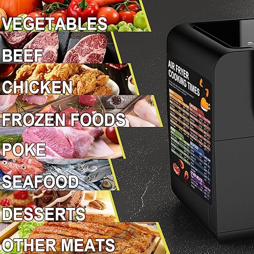Miniatura 4 de Juego de hojas magnéticas para freidora de aire, paquete de 2 accesorios para freidora de aire, tabla de tiempos de cocción, hoja de trucos de olla