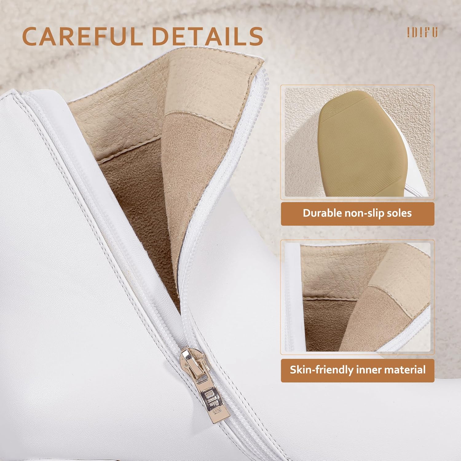 IDIFU Women's Aliza Fashion Square Toe Short Boots Side Zipper Low Block Heel Ankle Booties - Image 6