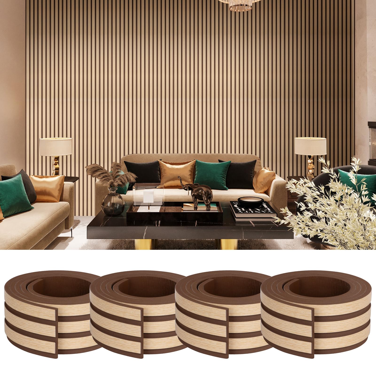 Peel and Stick - Panel de pared 3D de listones de roble de 4 x 98 pulgadas
