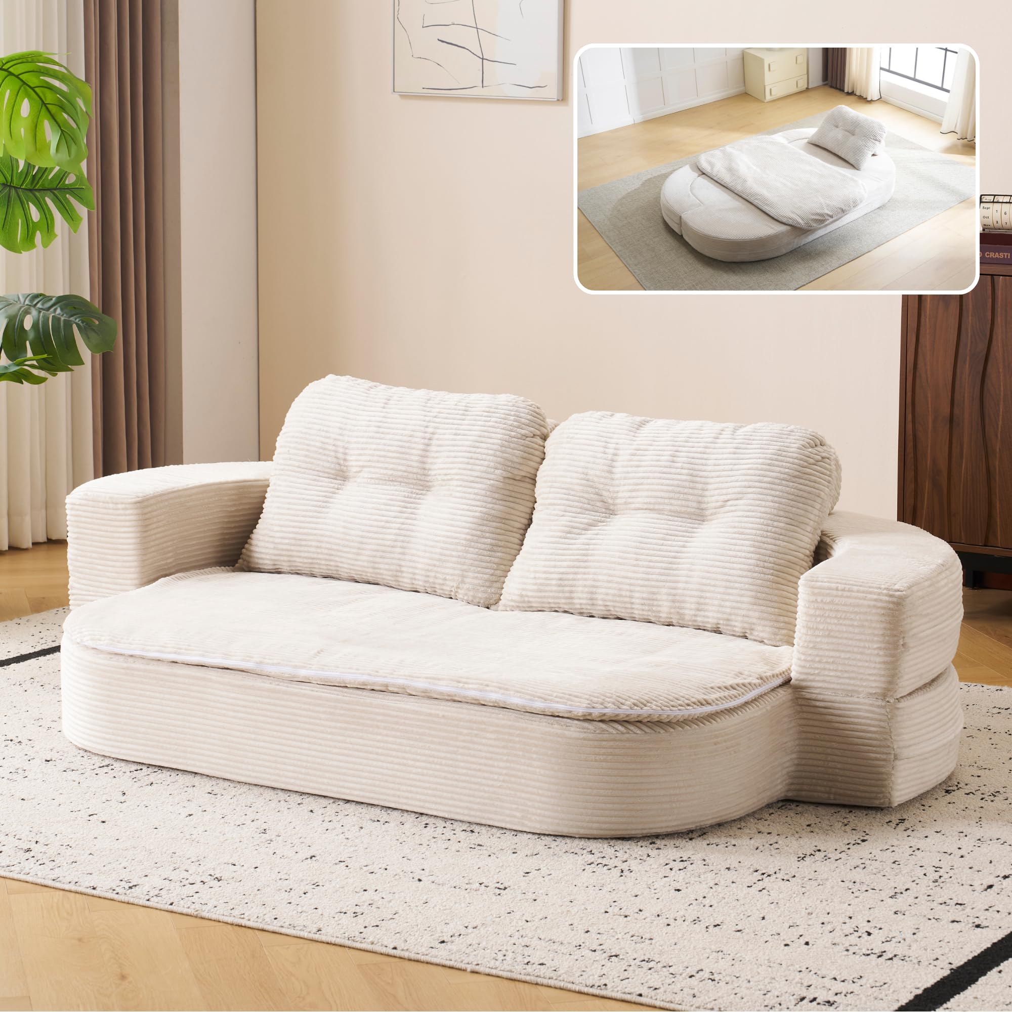 Amazon｜森風ShinrinKaze 2人掛けソファベッド 1人用 ローソファー 幅