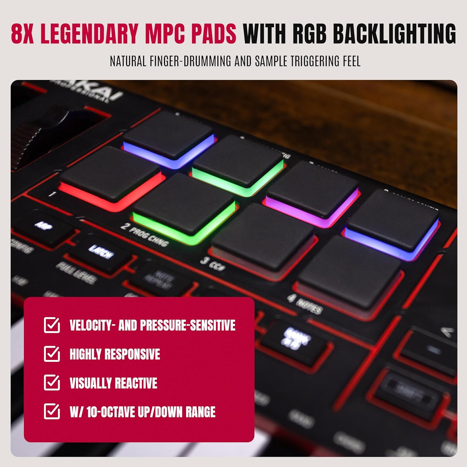 Akai Professional MPK Mini IV USB-C MIDI Keyboard Controller for Beginners and Producers - MPC Drum Pads, 360° Knobs, Pitch and Mod Wheels, Production Software, Native Instruments Sound Package, Black