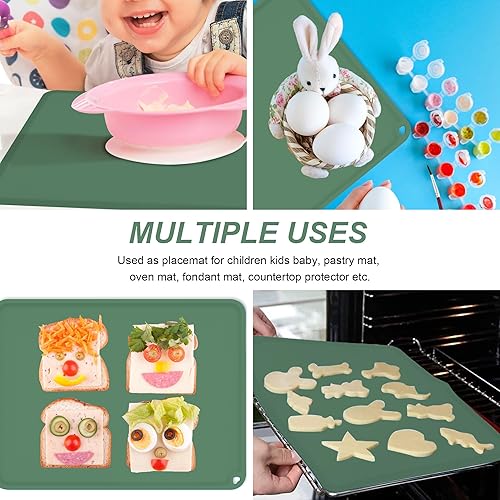 Miniatura 3 de Manteles individuales de silicona para niños, manteles individuales de silicona antideslizante para niños, manteles individuales portátiles para