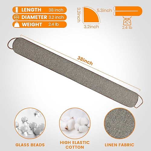 Miniatura 2 de TORRAMI Topes para debajo de la puerta de 38 pulgadas, bloque de corriente triangular pesado para aire fríovientobrisa, bloqueador de ruido para