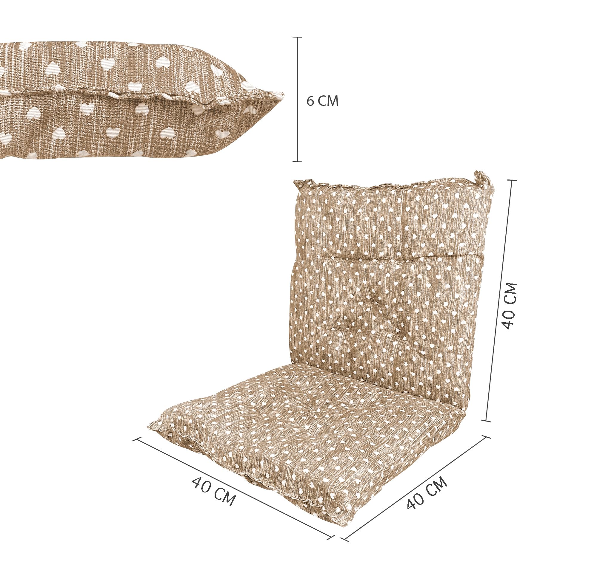 Set 6 Cuscini Per Sedia Con Schienale 40x80cm | Imbottiti In Poliestere, Laccetti E Banda Elastica | Prodotto In Italia - Colore Panna - Foto 3