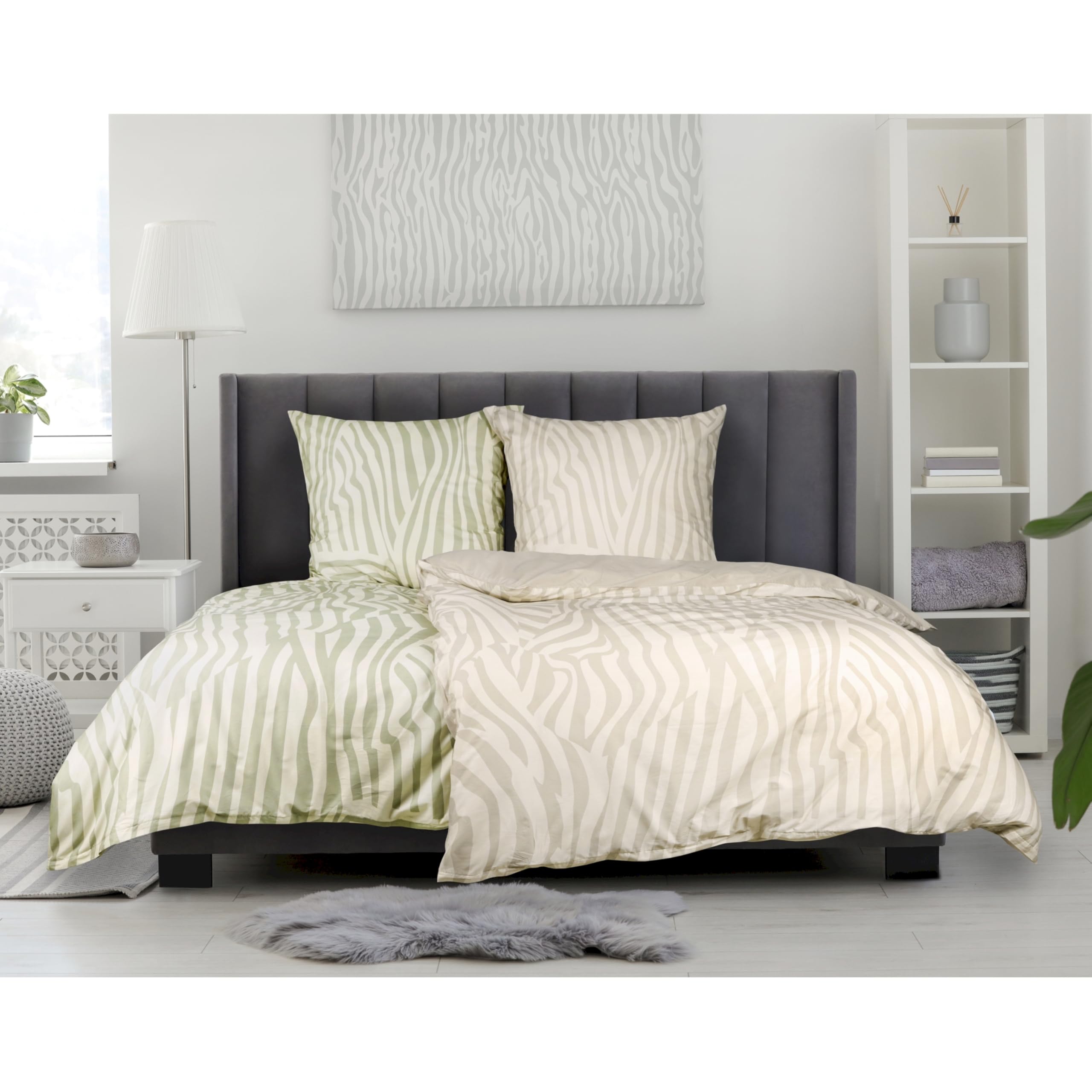 Set di biancheria da letto Esprit in cotone renforcé 135x200 beige - 1x copripiumino 135 x 200 + 1x federa 80x80 cm - Set di biancheria da letto di lusso in qualità hotel, traspirante, 2 pezzi