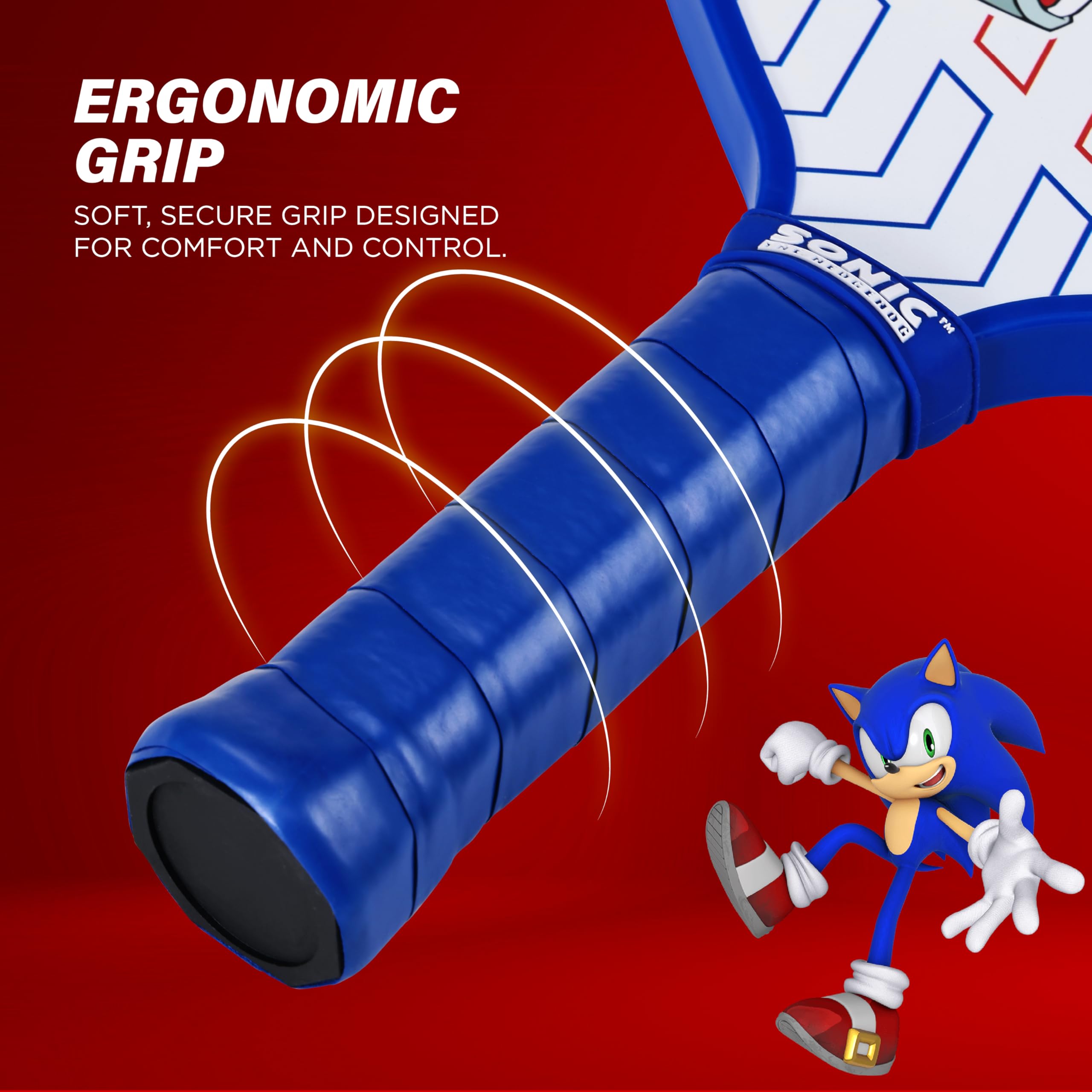 Sonic – Set di 3 pezzi in fibra di vetro con pagaia in fibra di vetro resistente e pickleballs, pagaia leggera ad alte prestazioni per giochi interni ed esterni