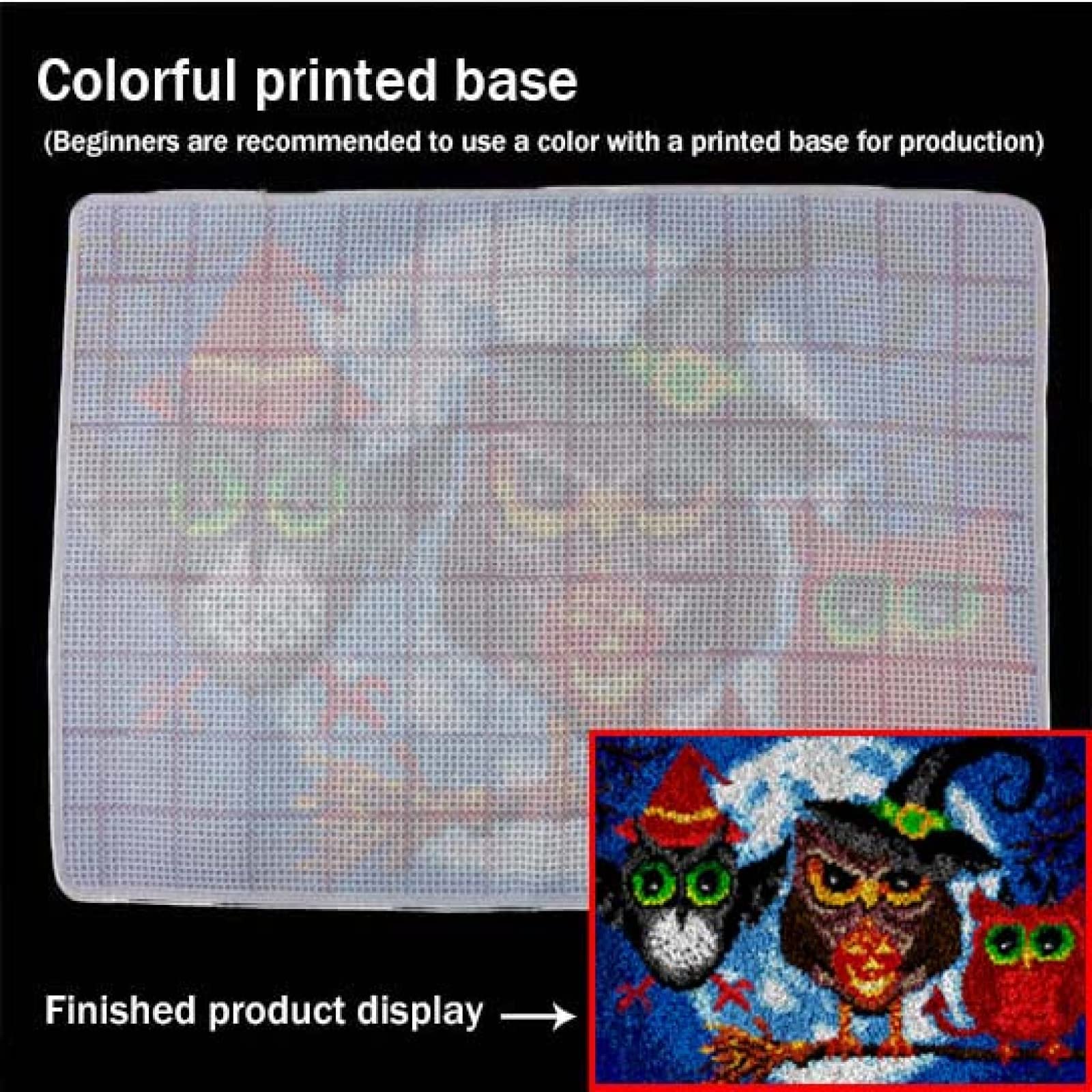 N.LANSHAN DIY Knüpfteppich Eule 60x90cm - Knüpfpackung Mit Buntem Muster Für Anfänger