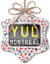 Christmas Ornament YUL Airport Code for Montreal Red White Blue Xmas