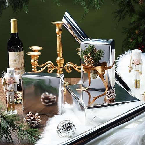 Miniatura 11 de LaRibbons Papel de regalo metálico negro, rollo de papel de color sólido, 17 pulgadas x 40 pies (56.6 pies cuadrados), rollos de papel de regalo