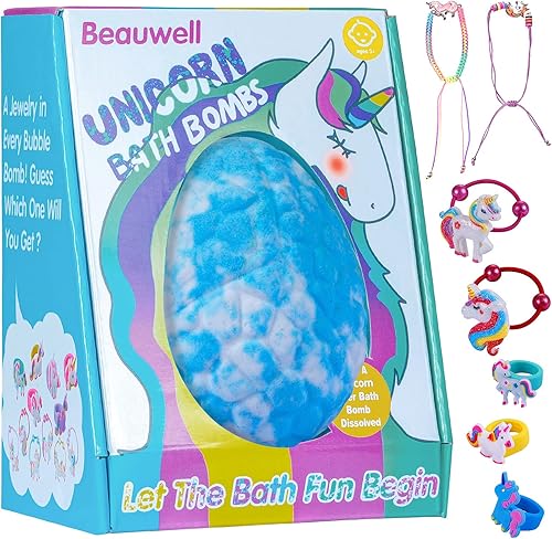 Bombas de baño para niños, XXXL Bombas de baño para niños con sorpresa en el interior, regalos de unicornios para niñas, baño de burbujas orgánico