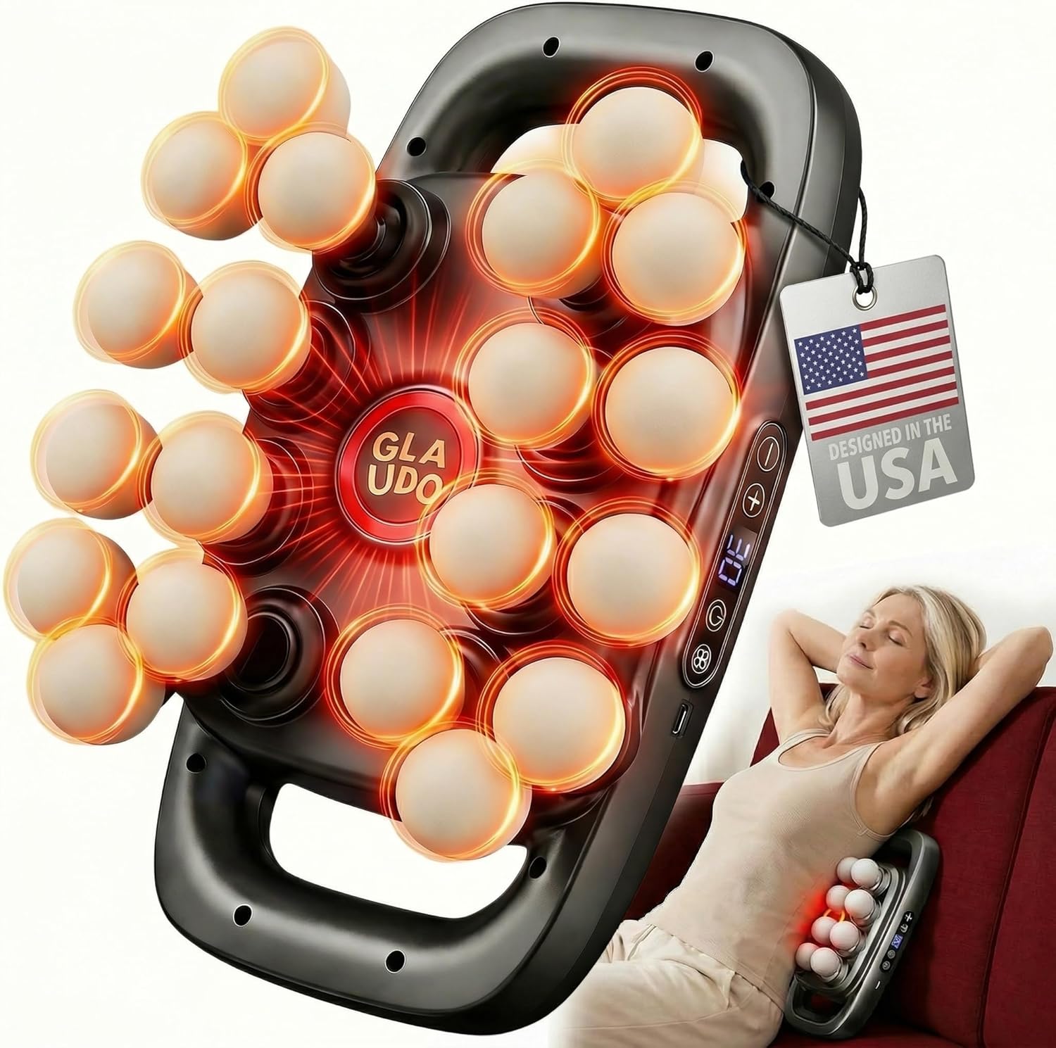 20 Head Massage Gun Deep Tissue, Upgraded from 16 Head - Back Massager for Pain Relief, Professional Percussion Massager for Muscle Recovery, 30 Speeds, Handheld Full Body & Shoulder Massager