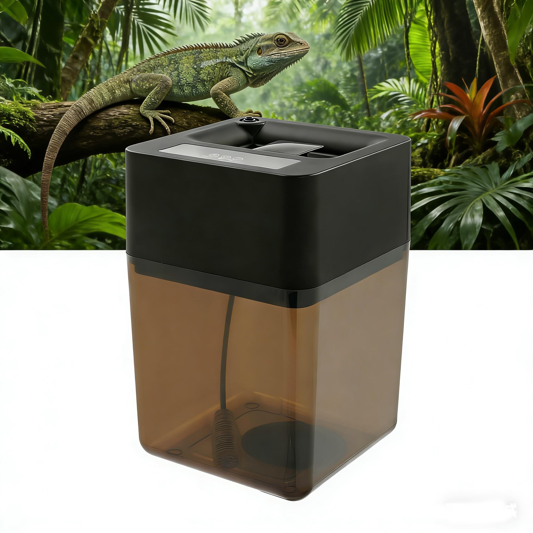 Intelligentes Reptilien Nebler Terrarium Luftbefeuchter mit 12L Großem Tank, 360° Drehbaren Düsen, Programmierbarer Timer für Amphibien Pflanzen & Tropische Regenwald-Umgebung