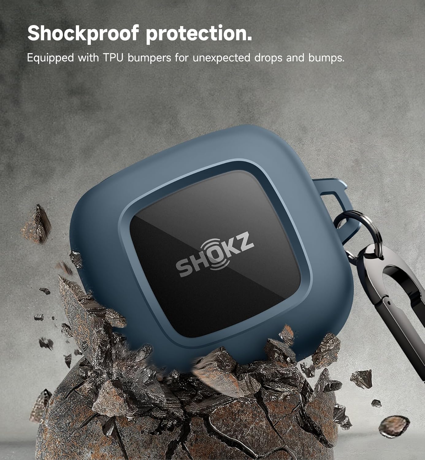 SURITCH for SHOKZ OpenFit Case Cover, Shockproof Magnetic Cases for SHOKZ OpenFit Open-Ear Earbuds True Wireless Bluetooth Headphones, Protective Cover with Magnetic Lid Lock & Carabiner, Navy - Image 5