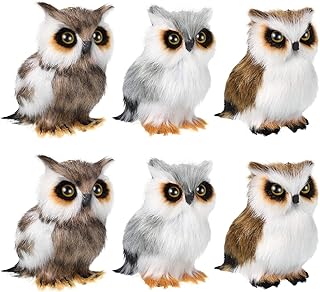 Skylety 6 Pieces Mini Owl Plush Toy 3.2 Inch Plush Animal Christmas Hanging Ornaments for Christmas Tree Woodland Gray White Stuffed Animal Toy Soft Owl Doll Plush Hanging Pendant Ornament