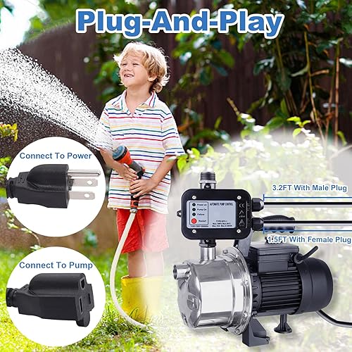 Miniatura 6 de Controlador inteligente de presión de bomba de agua, interruptor electrónico automático, rango de presión ajustable de 1.5-2.5 bar, fácil de