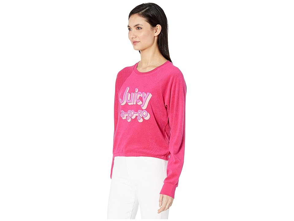 

Juicy Couture Juicy A Gogo Microterry Logo Pullover (Sweet Raspberry) Women's Sweatshirt, Pink