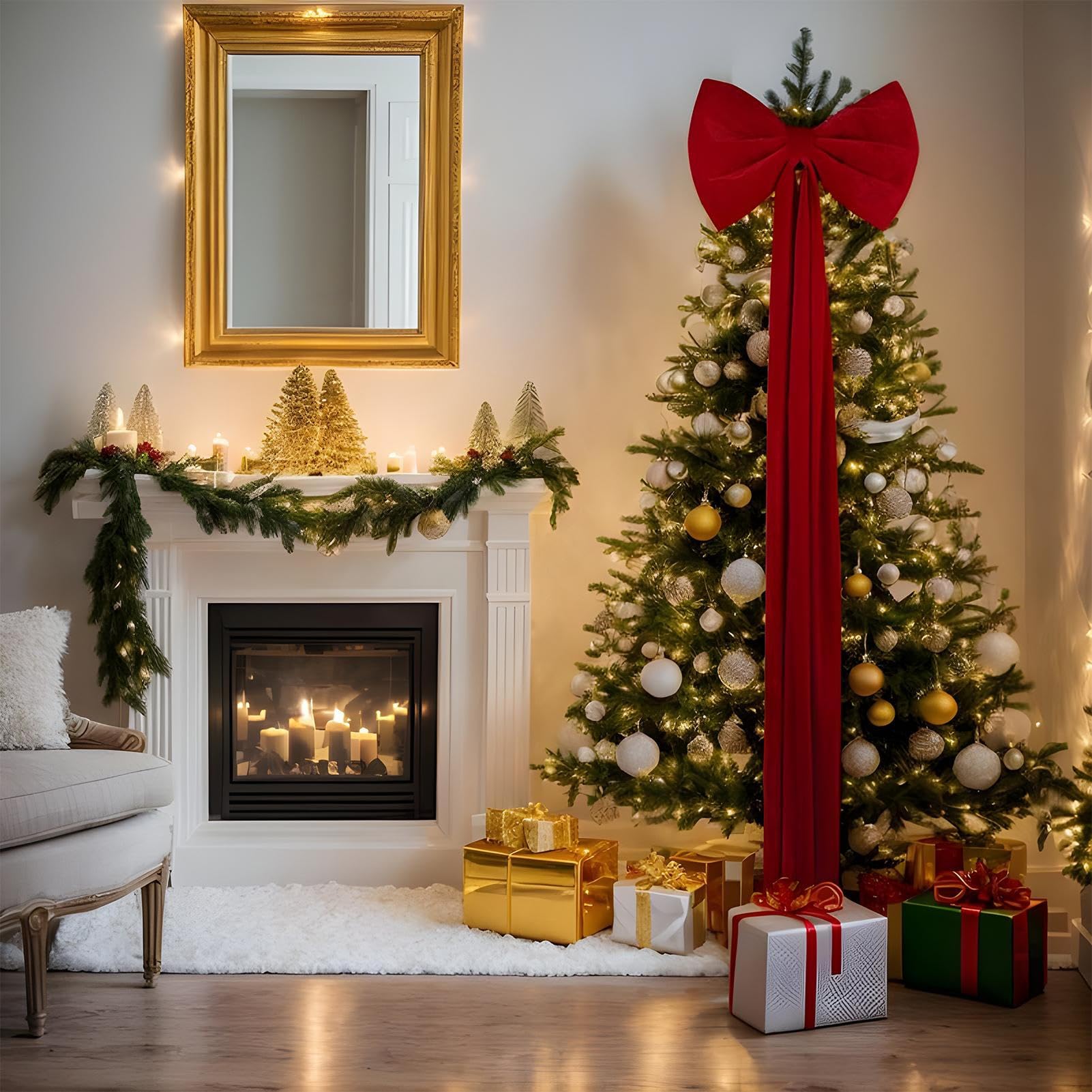 Schleife als Weihnachtsbaumspitze Rote Festliche Dekoration | Haus Dekoration Schleife Für Schrank, Zuhause, Bauernhaus, Bankett, Weihnachtsbaum, , Tür, Party Und Zusammenkunft