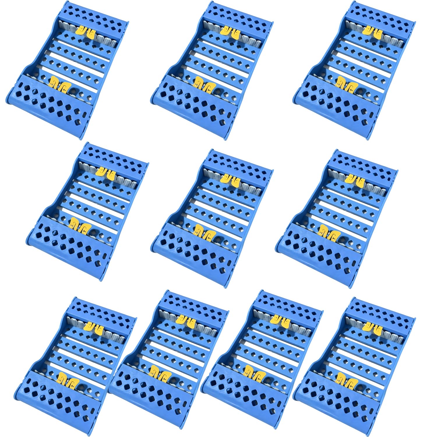 10 Pack Dental Instruments Sterilization Box Cassette for 8 Instruments 7.95" X 4.49"X 1.06" Dental Instruments Organizer Plastic Sterilization Tray Racks Box
